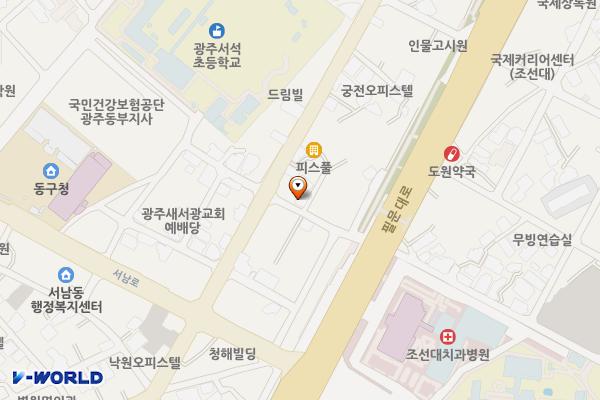 한마음주차장 위치 지도 — 광주광역시 동구 백서로198번길 5-1