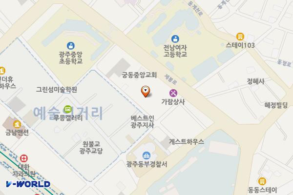 동화주차장 위치 지도 — 광주광역시 동구 서석로85번길 12
