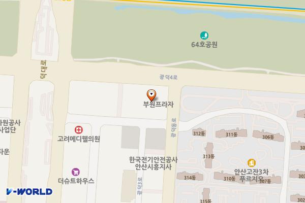 진흥1길(광덕로) 위치 지도 — 경기도 안산시 단원구 광덕4로 180, (고잔동)