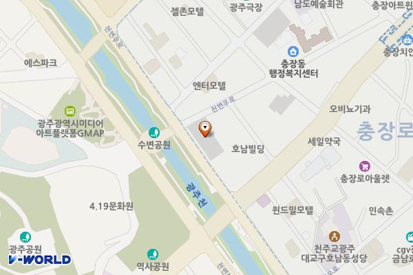 호남동 공영주차장 위치 지도 — 광주광역시 동구 천변우로 365