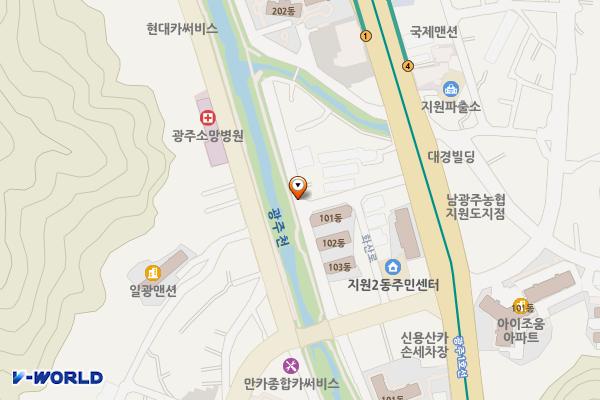 용산아파트 옆 공영주차장 위치 지도 — 광주광역시 동구 용산동 636-6 일대