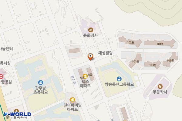 소태동 방통고 앞 공영주차장 위치 지도 — 광주광역시 동구 소태동 490-2