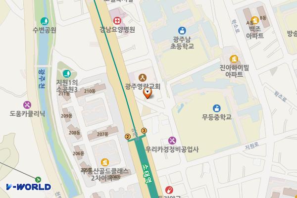 무등중학교 앞 소규모 공영주차장 위치 지도 — 광주광역시 동구 남문로606-5