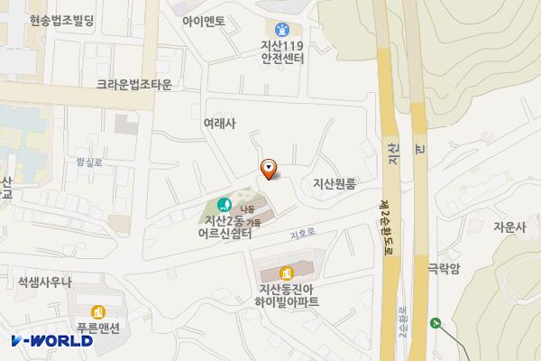 지산2동 작은도서관 옆 소규모 공영주차장 위치 지도 — 광주광역시 동구 밤실로4번길 16