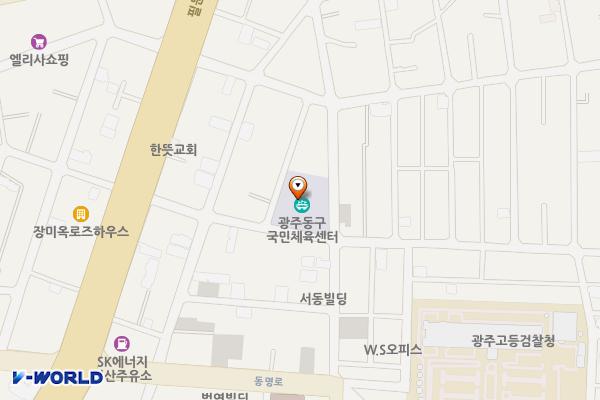 국민체육선터 앞 공영주차장 위치 지도 — 광주광역시 동구 필문대로205번길 17