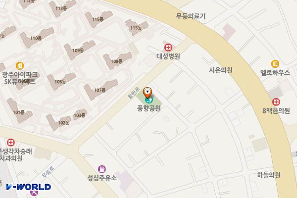 풍향어린이공원 옆 소규모 공영주차장 위치 지도 — 광주광역시 동구 계림동 1730 부근