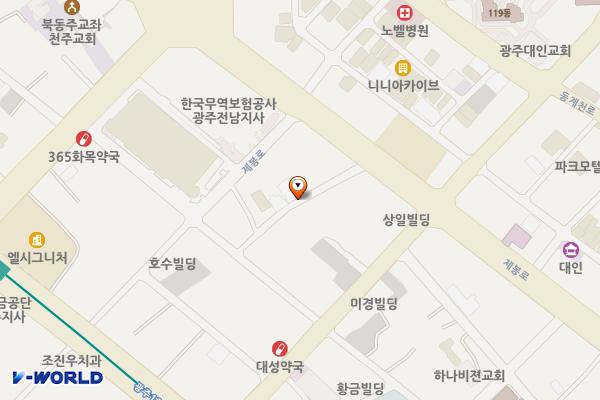광주우체국 옆 소규모 공영주차장 위치 지도 — 광주광역시 동구 대인동 16-13 일대