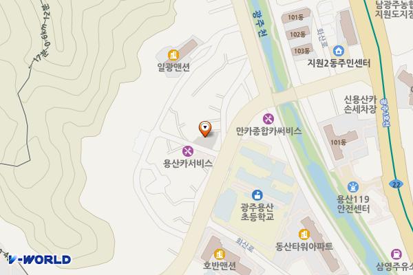 용강 공영주차장 위치 지도 — 광주광역시 동구 용산동 227