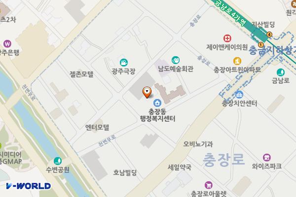 충장로 4가 공영주차장 위치 지도 — 광주광역시 동구 충장로 4가 32