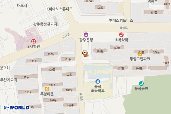 율곡초등학교 옆 공영주차장 위치 지도 — 광주광역시 동구 밤실로 152