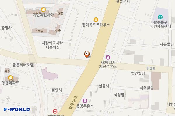 한국주차장 위치 지도 — 광주광역시 동구 지산동 720-17,18
