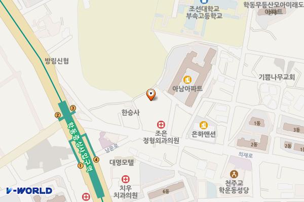 화성주차장 위치 지도 — 광주광역시 동구 의재로 19