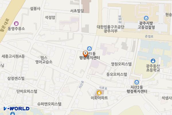 청운주차장 위치 지도 — 광주광역시 동구 지산로 55