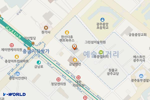 금남주차장 위치 지도 — 광주광역시 동구 중앙로196번길 9