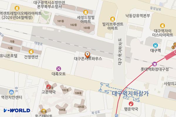 콘서트하우스 서편 노상주차장 위치 지도 — 대구광역시 중구 태평로 141