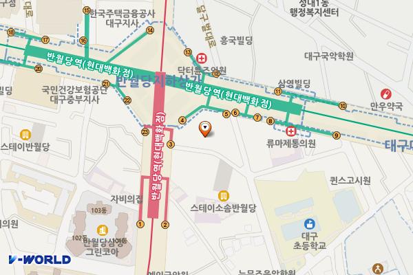창조유료주차장 위치 지도 — 대구광역시 중구 남산동 911-14