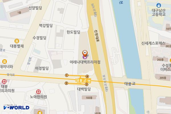 대백프라자 주변 노상주차장 위치 지도 — 대구광역시 중구 명덕로 333