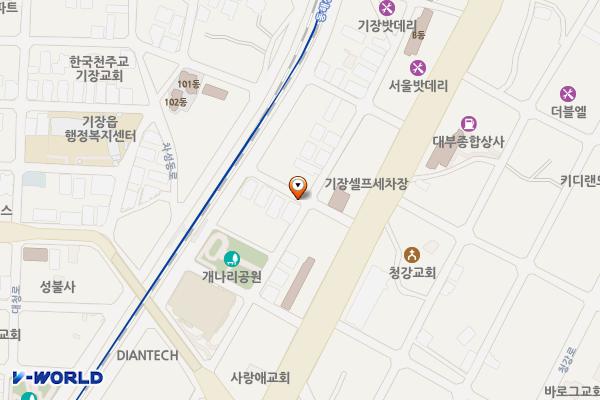 청강리 기장병원 주변 이면도로 위치 지도 — 부산광역시 기장군 기장읍 청강리 305