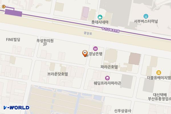 파라곤호텔주변 위치 지도 — 부산광역시 사상구 광장로 34