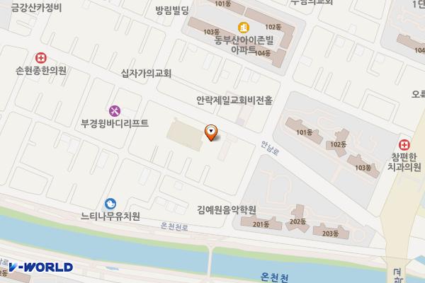 온천천카페거리공영주차장 위치 지도 — 부산광역시 동래구 안락동 243-58
