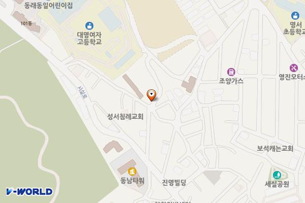 명장동공영주차장 위치 지도 — 부산광역시 동래구 시실로 135번길 39