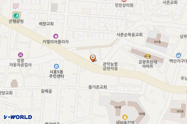 은행나무 주차장 위치 지도 — 서울특별시 금천구 금하로 717(시흥동)