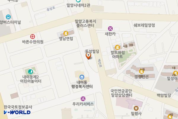 백민로 위치 지도 — 경상남도 밀양시 내이동 1596