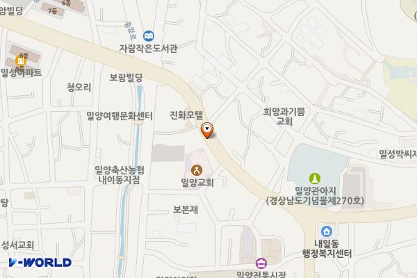 내일2지역 위치 지도 — 경상남도 밀양시 내일동 500