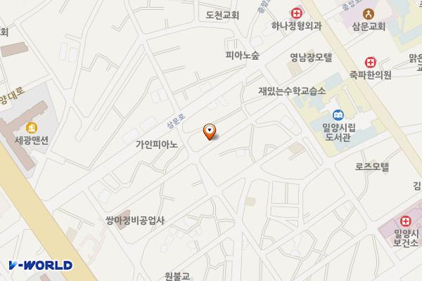 삼문동(도서관 후편) 위치 지도 — 경상남도 밀양시 삼문동 213-7