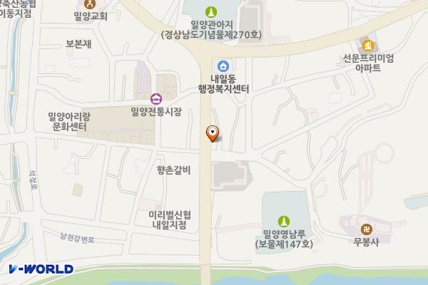 내일1지역 위치 지도 — 경상남도 밀양시 내일동 207-1