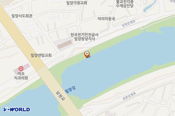내이둔치주차장 위치 지도 — 경상남도 밀양시 삼문동 373