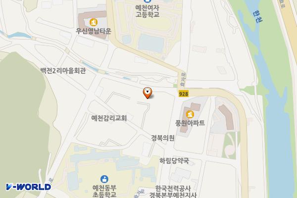 백전리 생태하천 주차장 위치 지도 — 경상북도 예천군 예천읍 백전리 94-55