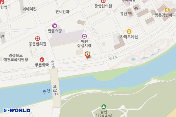 한천길 노상주차장 위치 지도 — 경상북도 예천군 예천읍 동본리 557-3