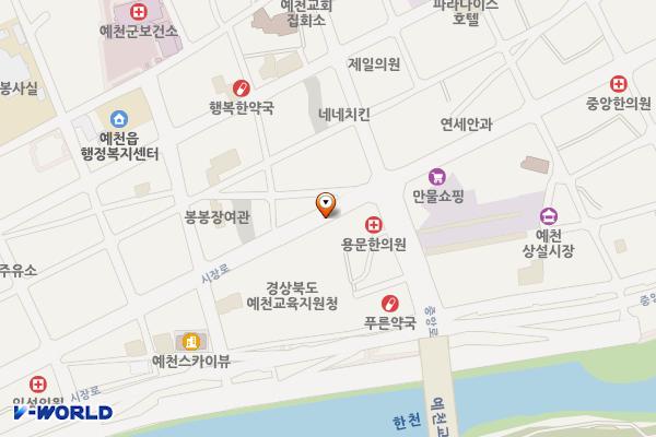노상주차장(백한의원~권병원) 위치 지도 — 경상북도 예천군 예천읍 남본리 221-20