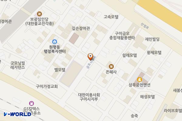 노상주차장(원평3번도로) 위치 지도 — 경상북도 구미시 원평동 1085번지