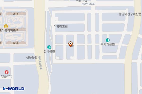 시민행복주차장(산동읍 중흥 3차 인근) 위치 지도 — 경상북도 구미시 산동읍 신당리 1569번지