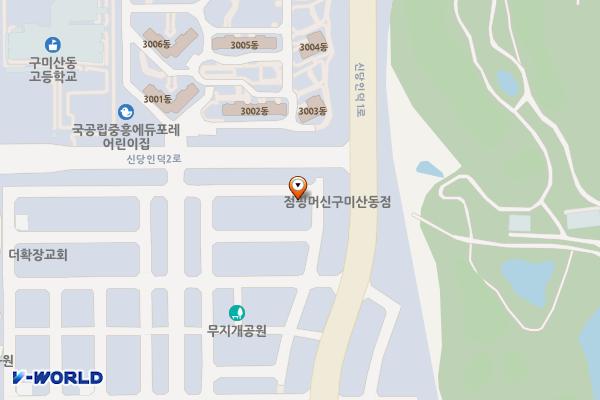 시민행복주차장(산동읍 중흥 3차 인근) 위치 지도 — 경상북도 구미시 산동읍 신당리 1618번지