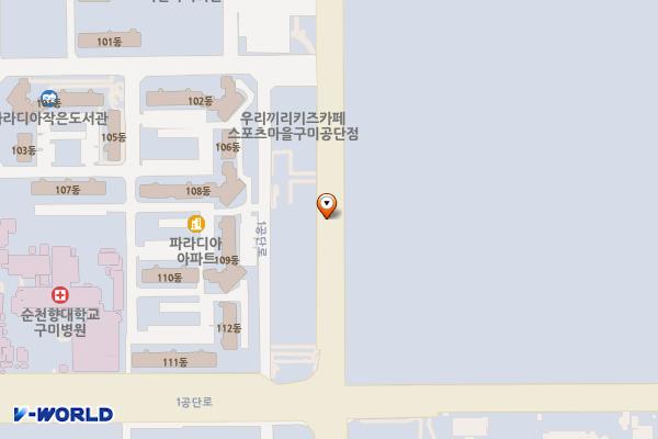 노상주차장(순천향병원 앞) 위치 지도 — 경상북도 구미시 공단동 254번지