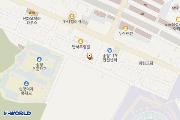 공영주차장(DB스파월드 앞) 위치 지도 — 경상북도 구미시 송정동 491-1번지