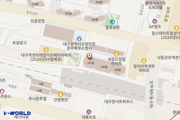 북부소방서뒤편 위치 지도 — 대구광역시 북구 칠성동2가 302-93