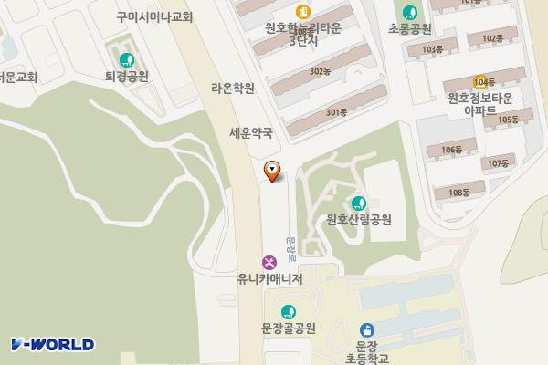 공영주차장(고아읍 행정민원출장소 인근) 위치 지도 — 경상북도 구미시 고아읍 원호리 445번지