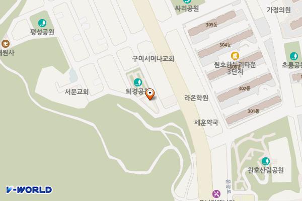 공영주차장(퇴경어린이공원 옆) 위치 지도 — 경상북도 구미시 고아읍 원호리 436-1번지