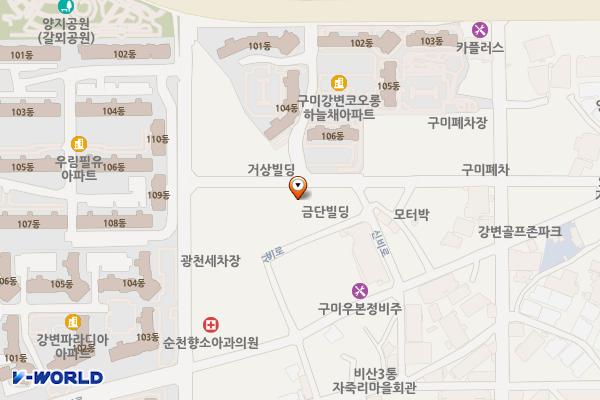 시민행복주차장(강변코오롱하늘채 인근) 위치 지도 — 경상북도 구미시 비산동 446번지