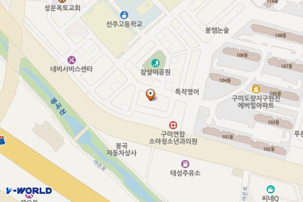 시민행복주차장(선주고등학교 인근) 위치 지도 — 경상북도 구미시 봉곡동 14-2번지
