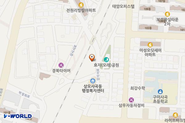 시민행복주차장(구미먹거리허브 인근) 위치 지도 — 경상북도 구미시 사곡동 617번지