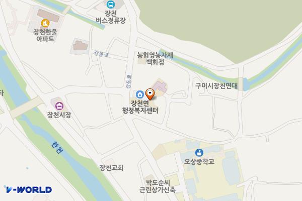 장천면행정복지센터 위치 지도 — 경상북도 구미시 장천면 강동로 184