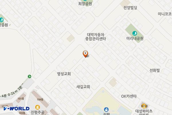 시민행복주차장(진평초등학교 인근) 위치 지도 — 경상북도 구미시 인동28길 43