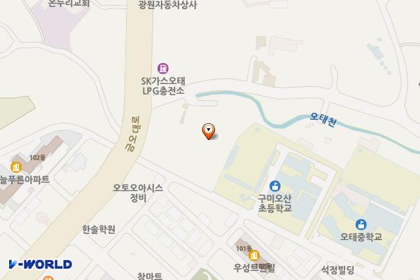 시민행복주차장(오산초등학교 인근) 위치 지도 — 경상북도 구미시 오태동 609-8번지