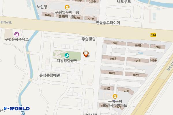 시민행복주차장(디딜방아공원 인근) 위치 지도 — 경상북도 구미시 구평동 1034번지