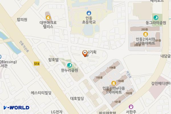 시민행복주차장(인동초등학교 인근) 위치 지도 — 경상북도 구미시 인의동 562번지